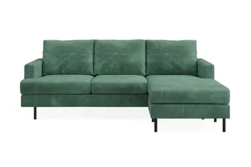 Menard Compact 3-sits Högervänd L-formad Divansoffa i Sammet - Mörkgrön - Products - Möbler - Soffa - Divansoffa & schäslongsoffa - 3 sits soffa med divan