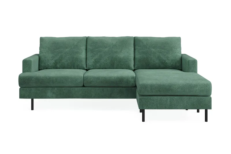 Menard Compact 3-sits Högervänd L-formad Divansoffa i Sammet - Mörkgrön - Products - Möbler - Soffa - Divansoffa & schäslongsoffa - 3 sits soffa med divan
