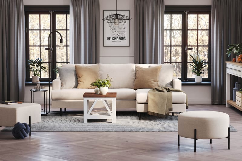 Menard Compact 3-sits Högervänd L-formad Divansoffa i Tyg - Beige - Products - Möbler - Soffa - Divansoffa & schäslongsoffa - 3 sits soffa med divan