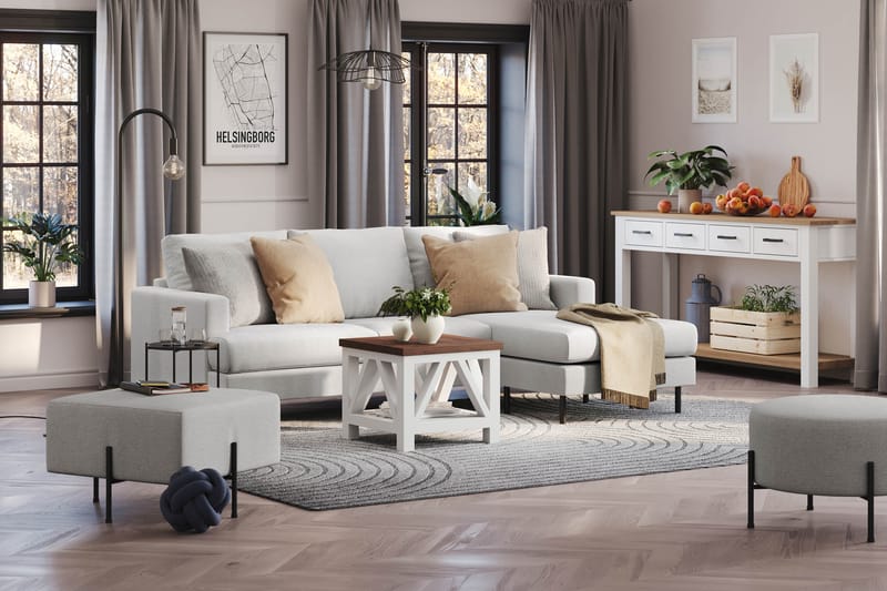 Menard Compact 3-sits Högervänd L-formad Divansoffa i Tyg - Ljusgrå - Products - Möbler - Soffa - Divansoffa & schäslongsoffa - 3 sits soffa med divan