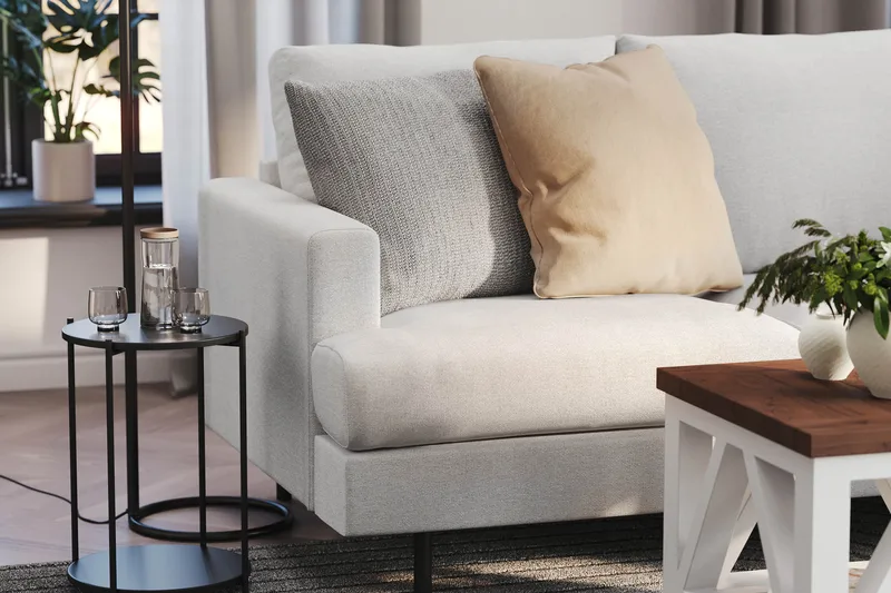 Menard Compact 3-sits Högervänd L-formad Divansoffa i Tyg - Ljusgrå - Products - Möbler - Soffa - Divansoffa & schäslongsoffa - 3 sits soffa med divan