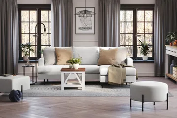 Menard Compact 3-sits Högervänd L-formad Divansoffa i Tyg - Ljusgrå - Products - Möbler - Soffa - Divansoffa & schäslongsoffa - 3 sits soffa med divan