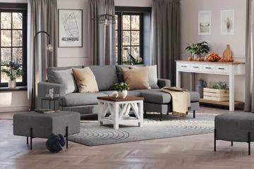 Menard Compact 3-sits Högervänd L-formad Divansoffa i Tyg - Mörkgrå - Products - Möbler - Soffa - Divansoffa & schäslongsoffa - 3 sits soffa med divan