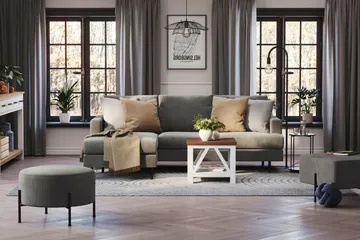 Menard Compact 3-sits Vänstervänd L-formad Divansoffa i Manchester - Grå - Products - Möbler - Soffa - Divansoffa & schäslongsoffa - 3 sits soffa med divan
