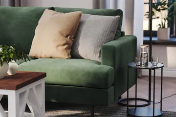 Menard Compact 3-sits Vänstervänd L-formad Divansoffa i Manchester - Grön - Products - Möbler - Soffa - Divansoffa & schäslongsoffa - 3 sits soffa med divan