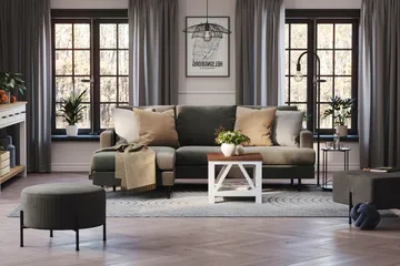 Menard Compact 3-sits Vänstervänd L-formad Divansoffa i Manchester - Mörkgrå - Products - Möbler - Soffa - Divansoffa & schäslongsoffa - 3 sits soffa med divan
