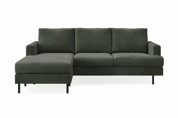 Menard Compact 3-sits Vänstervänd L-formad Divansoffa i Manchester - Mörkgrön - Products - Möbler - Soffa - Divansoffa & schäslongsoffa - 3 sits soffa med divan