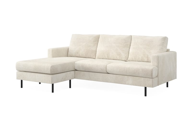 Menard Compact 3-sits Vänstervänd L-formad Divansoffa i Sammet - Krämvit - Products - Möbler - Soffa - Divansoffa & schäslongsoffa - 3 sits soffa med divan