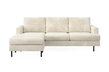 Menard Compact 3-sits Vänstervänd L-formad Divansoffa i Sammet - Krämvit - Products - Möbler - Soffa - Divansoffa & schäslongsoffa - 3 sits soffa med divan