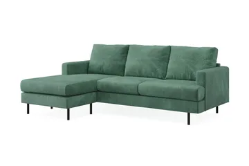 Menard Compact 3-sits Vänstervänd L-formad Divansoffa i Sammet - Mörkgrön - Products - Möbler - Soffa - Divansoffa & schäslongsoffa - 3 sits soffa med divan