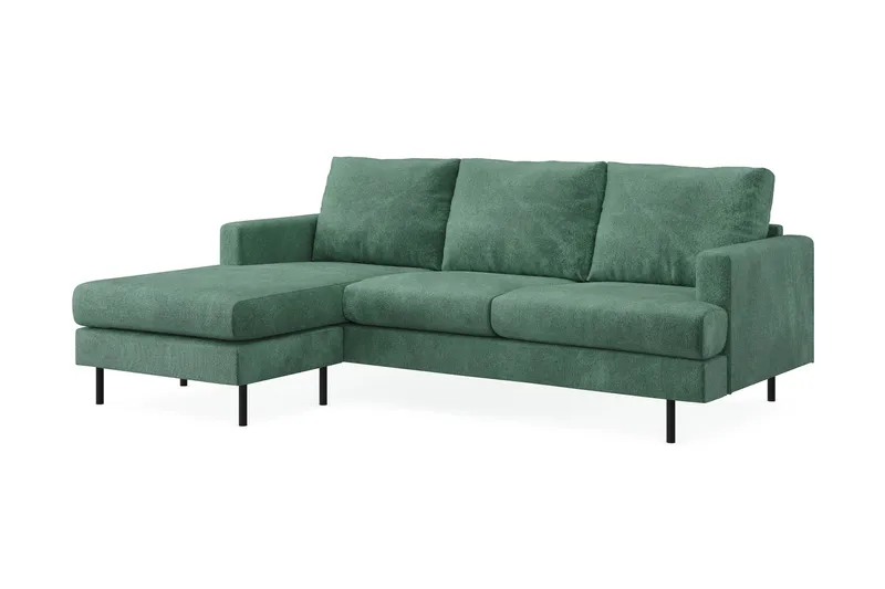 Menard Compact 3-sits Vänstervänd L-formad Divansoffa i Sammet - Mörkgrön - Products - Möbler - Soffa - Divansoffa & schäslongsoffa - 3 sits soffa med divan