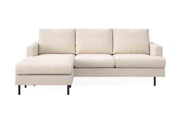 Menard Compact 3-sits Vänstervänd L-formad Divansoffa i Tyg - Beige - Products - Möbler - Soffa - Divansoffa & schäslongsoffa - 3 sits soffa med divan