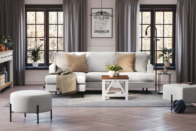 Menard Compact 3-sits Vänstervänd L-formad Divansoffa i Tyg - Ljusgrå - Products - Möbler - Soffa - Divansoffa & schäslongsoffa - 3 sits soffa med divan