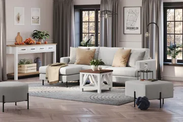 Menard Compact 3-sits Vänstervänd L-formad Divansoffa i Tyg - Ljusgrå - Products - Möbler - Soffa - Divansoffa & schäslongsoffa - 3 sits soffa med divan