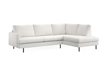 Menard Compact 4-sits Högervänd L-formad Schäslongsoffa i Bouclé - Vit - Products - Möbler - Soffa - Divansoffa & schäslongsoffa - 4 sits soffa med divan