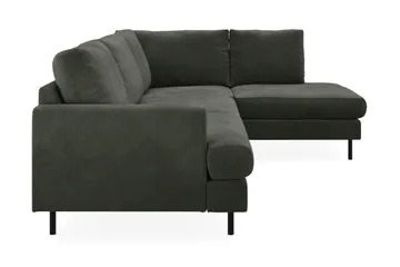 Menard Compact 4-sits Högervänd L-formad Schäslongsoffa i Manchester - Mörkgrön - Products - Möbler - Soffa - Divansoffa & schäslongsoffa - 4 sits soffa med divan