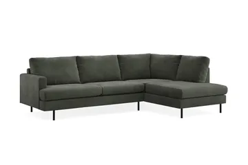 Menard Compact 4-sits Högervänd L-formad Schäslongsoffa i Manchester - Mörkgrön - Products - Möbler - Soffa - Divansoffa & schäslongsoffa - 4 sits soffa med divan