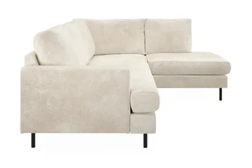 Menard Compact 4-sits Högervänd L-formad Schäslongsoffa i Sammet - Krämvit - Products - Möbler - Soffa - Divansoffa & schäslongsoffa - 4 sits soffa med divan