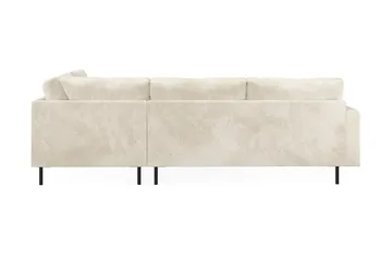 Menard Compact 4-sits Högervänd L-formad Schäslongsoffa i Sammet - Krämvit - Products - Möbler - Soffa - Divansoffa & schäslongsoffa - 4 sits soffa med divan