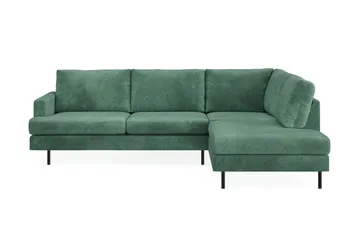 Menard Compact 4-sits Högervänd L-formad Schäslongsoffa i Sammet - Mörkgrön - Products - Möbler - Soffa - Divansoffa & schäslongsoffa - 4 sits soffa med divan
