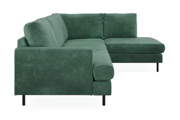 Menard Compact 4-sits Högervänd L-formad Schäslongsoffa i Sammet - Mörkgrön - Products - Möbler - Soffa - Divansoffa & schäslongsoffa - 4 sits soffa med divan
