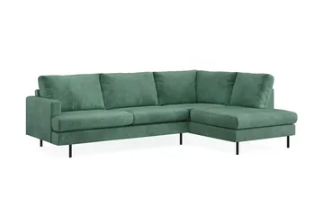 Menard Compact 4-sits Högervänd L-formad Schäslongsoffa i Sammet - Mörkgrön - Products - Möbler - Soffa - Divansoffa & schäslongsoffa - 4 sits soffa med divan
