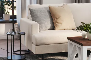 Menard Compact 4-sits Högervänd L-formad Schäslongsoffa i Tyg - Beige - Products - Möbler - Soffa - Divansoffa & schäslongsoffa - 4 sits soffa med divan