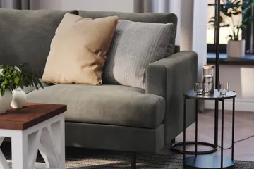 Menard Compact 4-sits Vänstervänd L-formad Schäslongsoffa i Manchester - Grå - Products - Möbler - Soffa - Divansoffa & schäslongsoffa - 4 sits soffa med divan