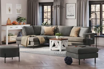 Menard Compact 4-sits Vänstervänd L-formad Schäslongsoffa i Manchester - Grå - Products - Möbler - Soffa - Divansoffa & schäslongsoffa - 4 sits soffa med divan