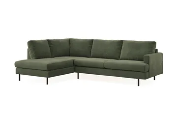 Menard Compact 4-sits Vänstervänd L-formad Schäslongsoffa i Manchester - Grön - Products - Möbler - Soffa - Divansoffa & schäslongsoffa - 4 sits soffa med divan