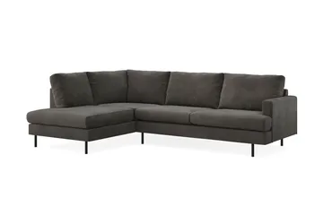 Menard Compact 4-sits Vänstervänd L-formad Schäslongsoffa i Manchester - Mörkgrå - Products - Möbler - Soffa - Divansoffa & schäslongsoffa - 4 sits soffa med divan