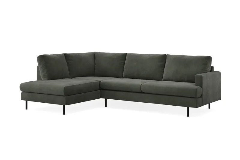 Menard Compact 4-sits Vänstervänd L-formad Schäslongsoffa i Manchester - Mörkgrön - Products - Möbler - Soffa - Divansoffa & schäslongsoffa - 4 sits soffa med divan