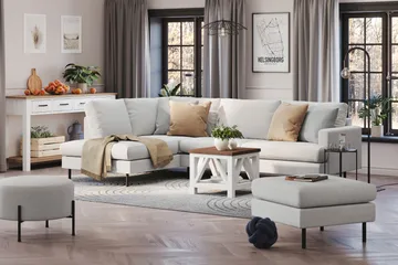 Menard Compact 4-sits Vänstervänd L-formad Schäslongsoffa i Tyg - Ljusgrå - Products - Möbler - Soffa - Divansoffa & schäslongsoffa - 4 sits soffa med divan