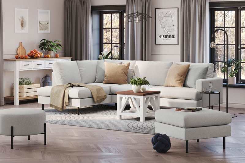 Menard Compact 4-sits Vänstervänd L-formad Schäslongsoffa i Tyg - Ljusgrå - Products - Möbler - Soffa - Divansoffa & schäslongsoffa - 4 sits soffa med divan