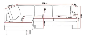 Menard Compact 4-sits Vänstervänd L-formad Schäslongsoffa i Tyg - Ljusgrå - Products - Möbler - Soffa - Divansoffa & schäslongsoffa - 4 sits soffa med divan