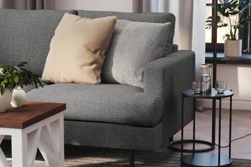 Menard Compact 4-sits Vänstervänd L-formad Schäslongsoffa i Tyg - Mörkgrå - Products - Möbler - Soffa - Divansoffa & schäslongsoffa - 4 sits soffa med divan