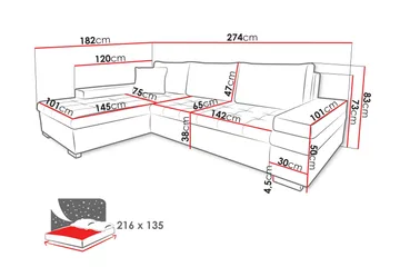 Naoma Soffa med Divan 3-sits - Vit/Ljusgrå - Products - Möbler - Soffa - Divansoffa & schäslongsoffa - 3 sits soffa med divan