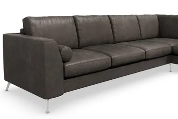 Ocean Lyx 4-sits Högervänd L-formad Schäslongsoffa i Konstläder - Mörkgrå - Products - Möbler - Soffa - Divansoffa & schäslongsoffa - 4 sits soffa med divan