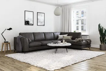 Ocean Lyx 4-sits Högervänd L-formad Schäslongsoffa i Konstläder - Mörkgrå - Products - Möbler - Soffa - Divansoffa & schäslongsoffa - 4 sits soffa med divan
