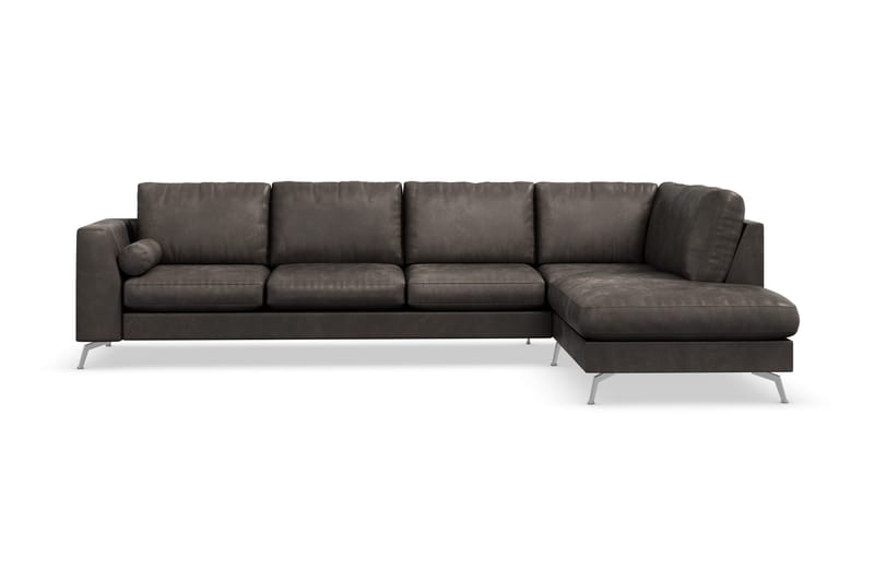 Ocean Lyx 4-sits Högervänd L-formad Schäslongsoffa i Konstläder - Mörkgrå - Products - Möbler - Soffa - Divansoffa & schäslongsoffa - 4 sits soffa med divan