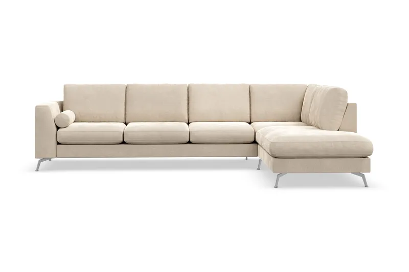Ocean Lyx 4-sits Högervänd L-formad Schäslongsoffa i Sammet - Beige - Products - Möbler - Soffa - Divansoffa & schäslongsoffa - 4 sits soffa med divan