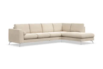 Ocean Lyx 4-sits Högervänd L-formad Schäslongsoffa i Sammet - Beige - Products - Möbler - Soffa - Divansoffa & schäslongsoffa - 4 sits soffa med divan