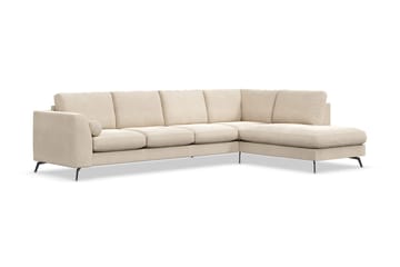 Ocean Lyx 4-sits Högervänd L-formad Schäslongsoffa i Sammet - Beige - Products - Möbler - Soffa - Divansoffa & schäslongsoffa - 4 sits soffa med divan