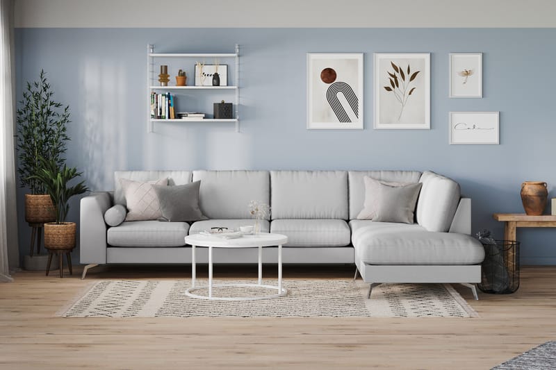 Ocean Lyx 4-sits Högervänd L-formad Schäslongsoffa i Tyg - Grå - Products - Möbler - Soffa - Divansoffa & schäslongsoffa - 4 sits soffa med divan