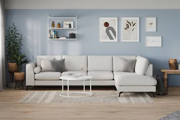 Ocean Lyx 4-sits Högervänd L-formad Schäslongsoffa i Tyg - Ljusgrå - Products - Möbler - Soffa - Divansoffa & schäslongsoffa - 4 sits soffa med divan