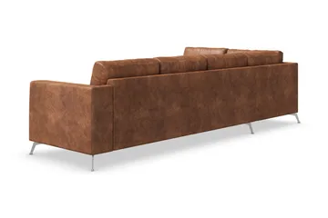 Ocean Lyx 4-sits Vänstervänd L-formad Schäslongsoffa i Konstläder - Brun - Products - Möbler - Soffa - Divansoffa & schäslongsoffa - 4 sits soffa med divan