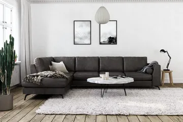 Ocean Lyx 4-sits Vänstervänd L-formad Schäslongsoffa i Konstläder - Mörkgrå - Products - Möbler - Soffa - Divansoffa & schäslongsoffa - 4 sits soffa med divan