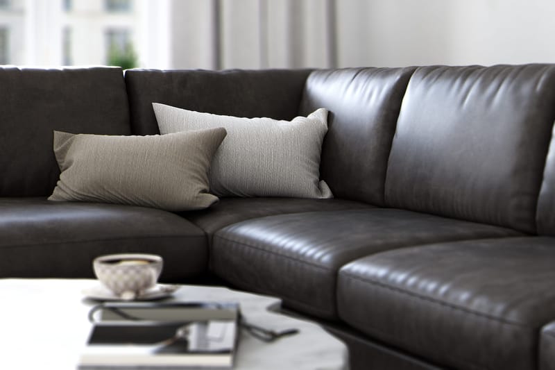 Ocean Lyx 4-sits Vänstervänd L-formad Schäslongsoffa i Konstläder - Mörkgrå - Products - Möbler - Soffa - Divansoffa & schäslongsoffa - 4 sits soffa med divan