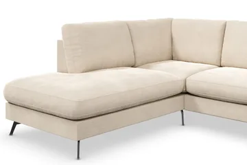 Ocean Lyx 4-sits Vänstervänd L-formad Schäslongsoffa i Sammet - Beige - Products - Möbler - Soffa - Divansoffa & schäslongsoffa - 4 sits soffa med divan