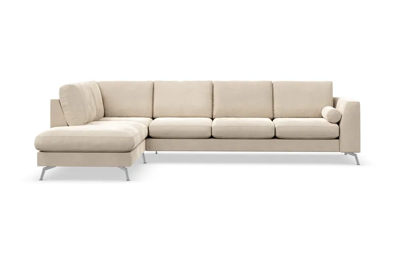Ocean Lyx 4-sits Vänstervänd L-formad Schäslongsoffa i Sammet - Beige - Products - Möbler - Soffa - Divansoffa & schäslongsoffa - 4 sits soffa med divan